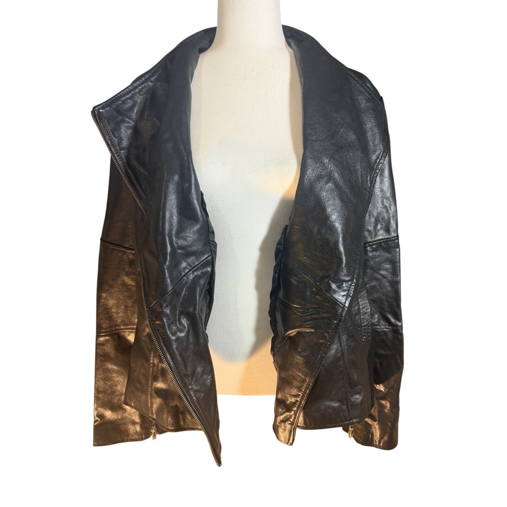 Trailblazerzz Black Leather Asymmetrical Zip Moto Jacket Plus Size 3XL